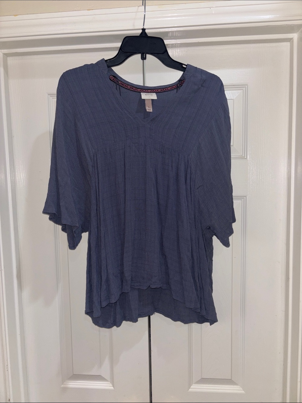 Cozy Blue Lightweight V-Neck Women’s Top
